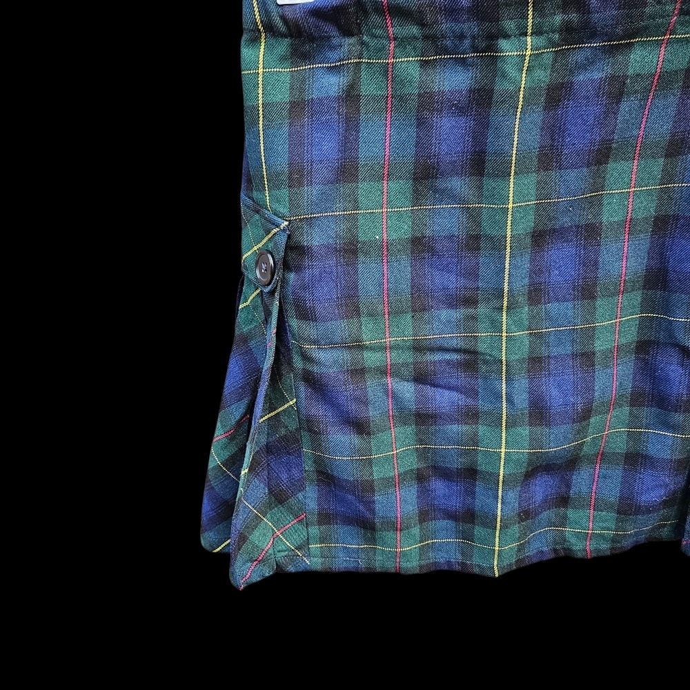 Lands'End Plaid Mini Skirt with Button Detail Size 12 - Picture 4 of 15